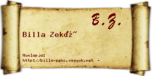 Billa Zekő névjegykártya